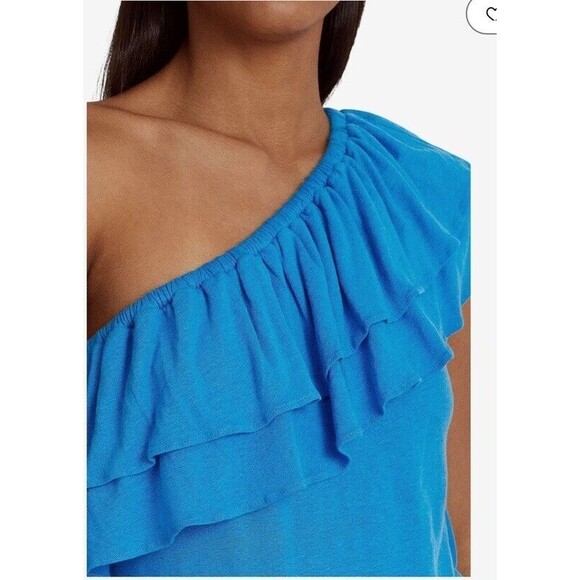 LAUREN Ralph Lauren Women's Jersey One Shoulder Top Blaze Ocean, US large - Picture 4 of 4